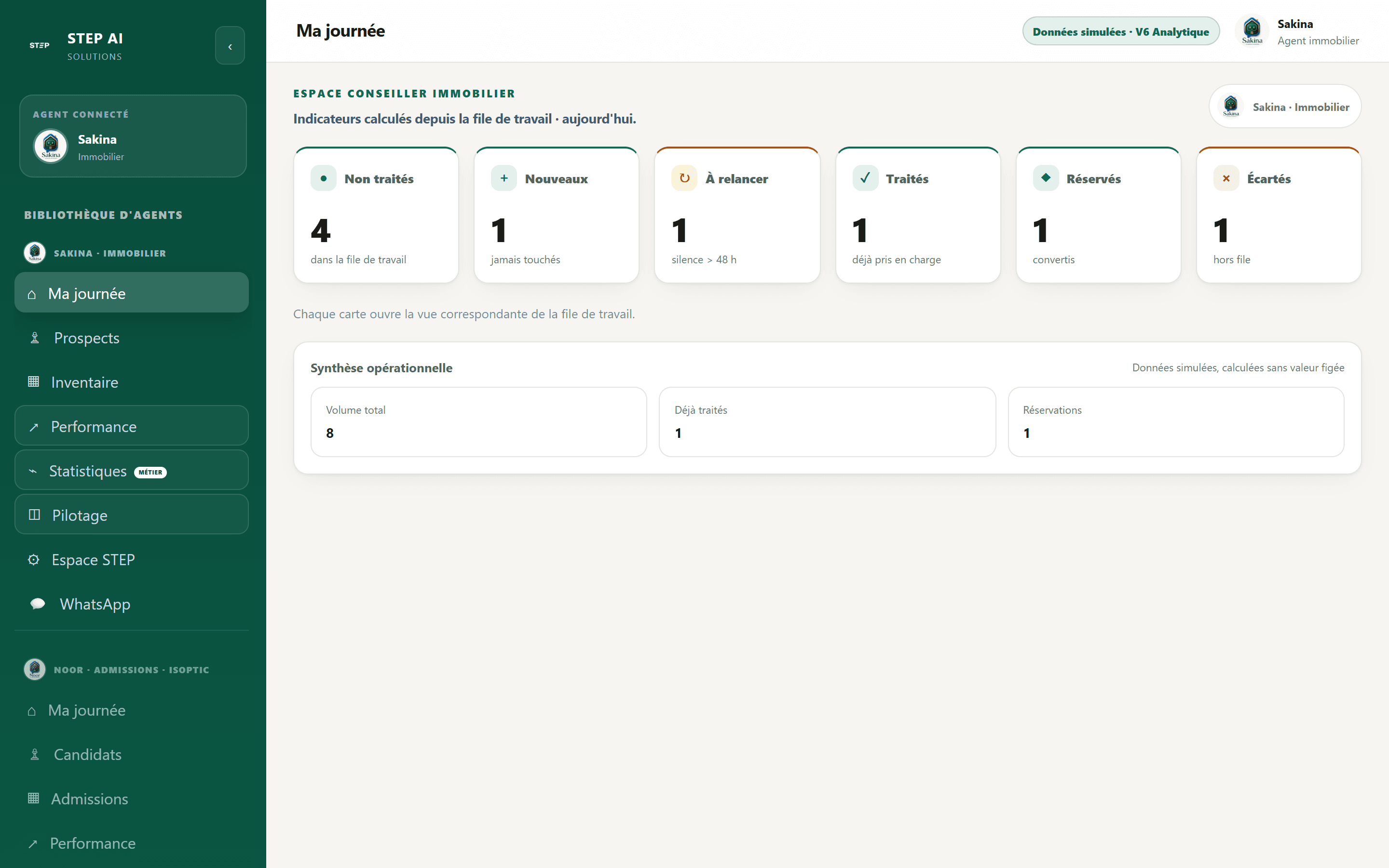 Interface Dashboard conseiller — Interface métier · Immobilier